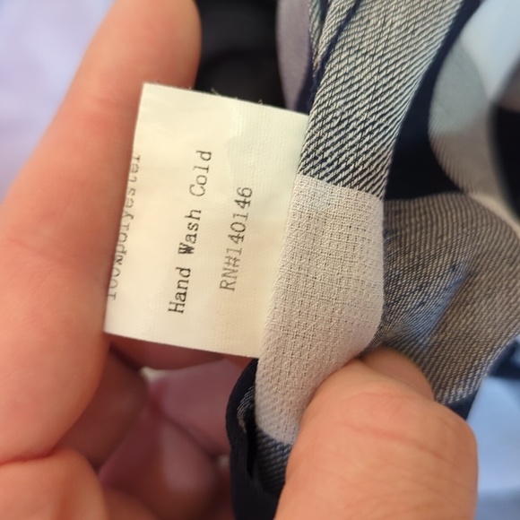 TOV Los Angeles Plaid Cut Off Hi Lo Button Up Shirt Blouse Sz 38 - Picture 7 of 10